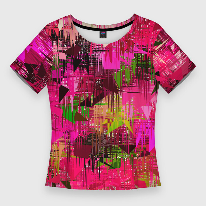 Женская футболка 3D Slim ЦВЕТОВАЯ АБСТРАКЦИЯ (COLOR ABSTRACTION) фото