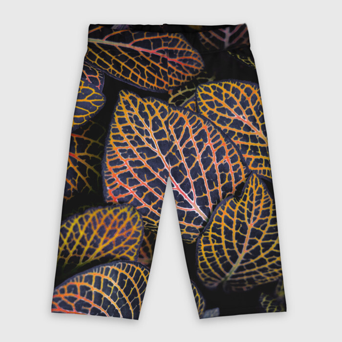 Велосипедки 3D Неоновые листья цветов  Оранжевый фото